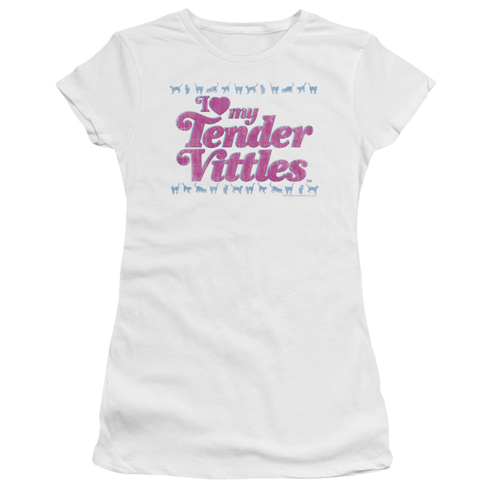 Tender Vittles - Love - Short Sleeve Junior Sheer - White T-shirt