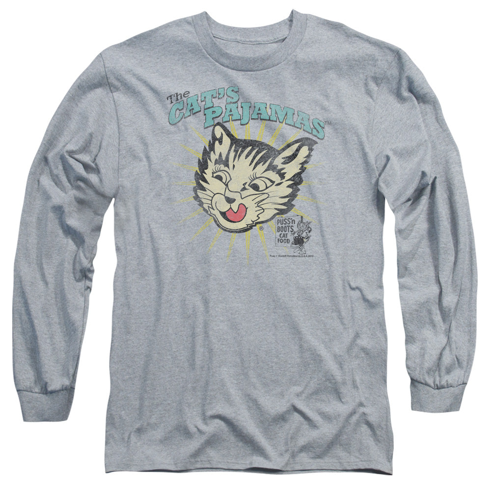 Puss N Boots - Cats Pajamas - Long Sleeve Adult 18/1 - Athletic Heather T-shirt