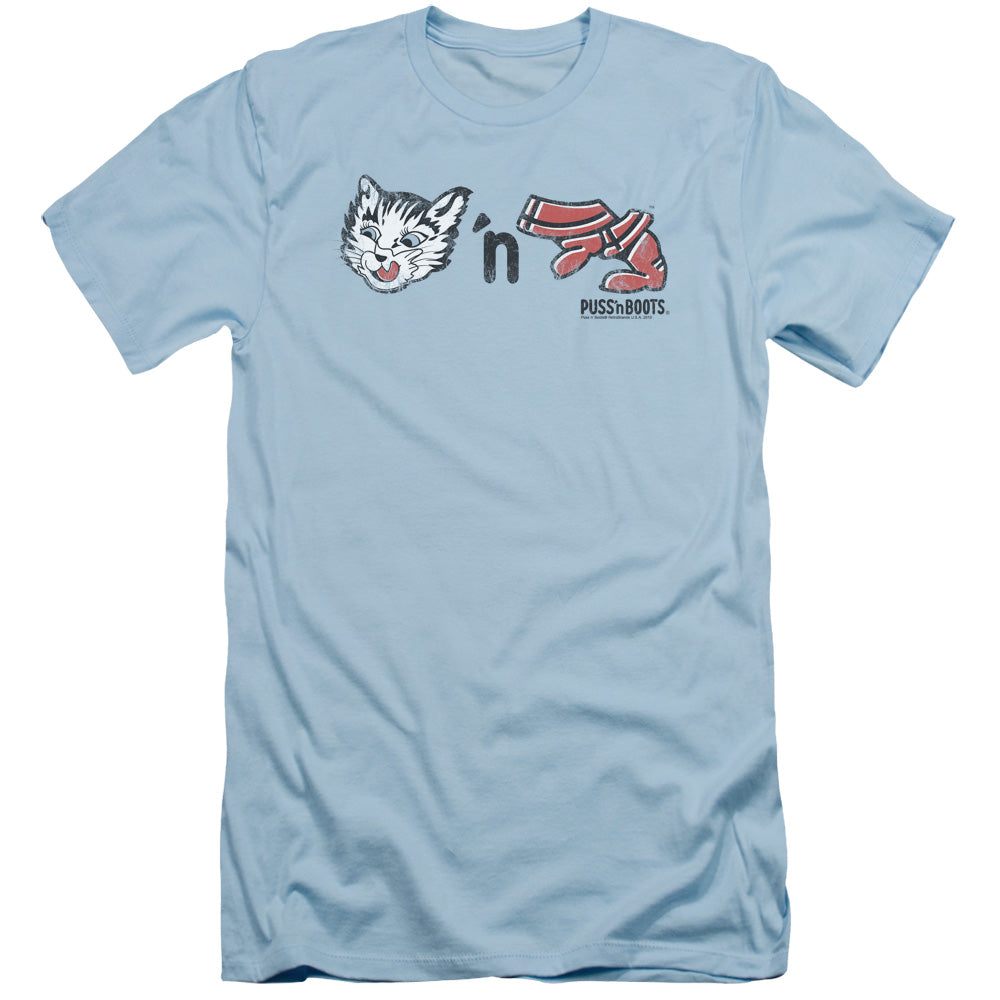 Puss N Boots - Rebus Logo - Short Sleeve Adult 30/1 - Light Blue T-shirt