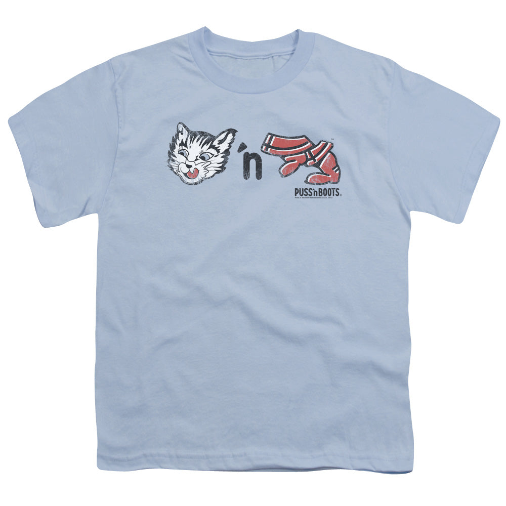 Puss N Boots - Rebus Logo - Short Sleeve Youth 18/1 - Light Blue T-shirt