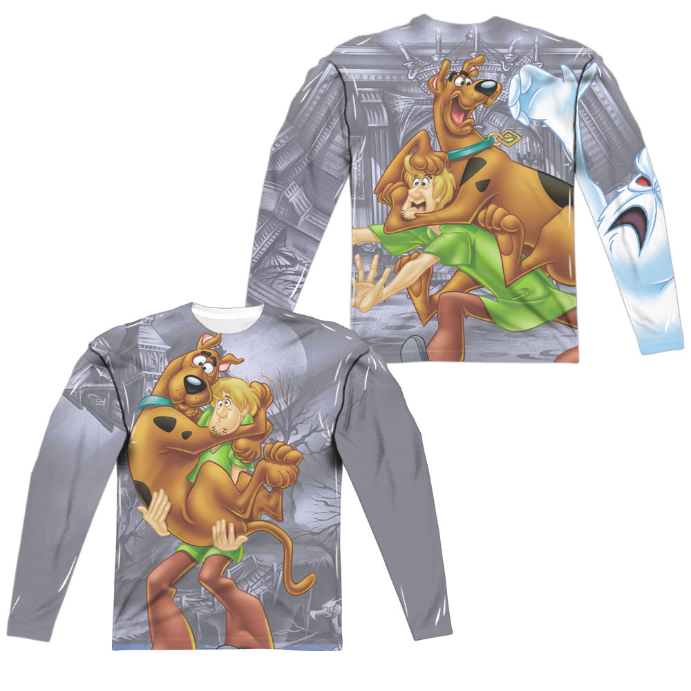 Scooby Doo - Scooby And Shaggy (Front/back Print) - Long Sleeve Adult Poly Crew - White T-shirt