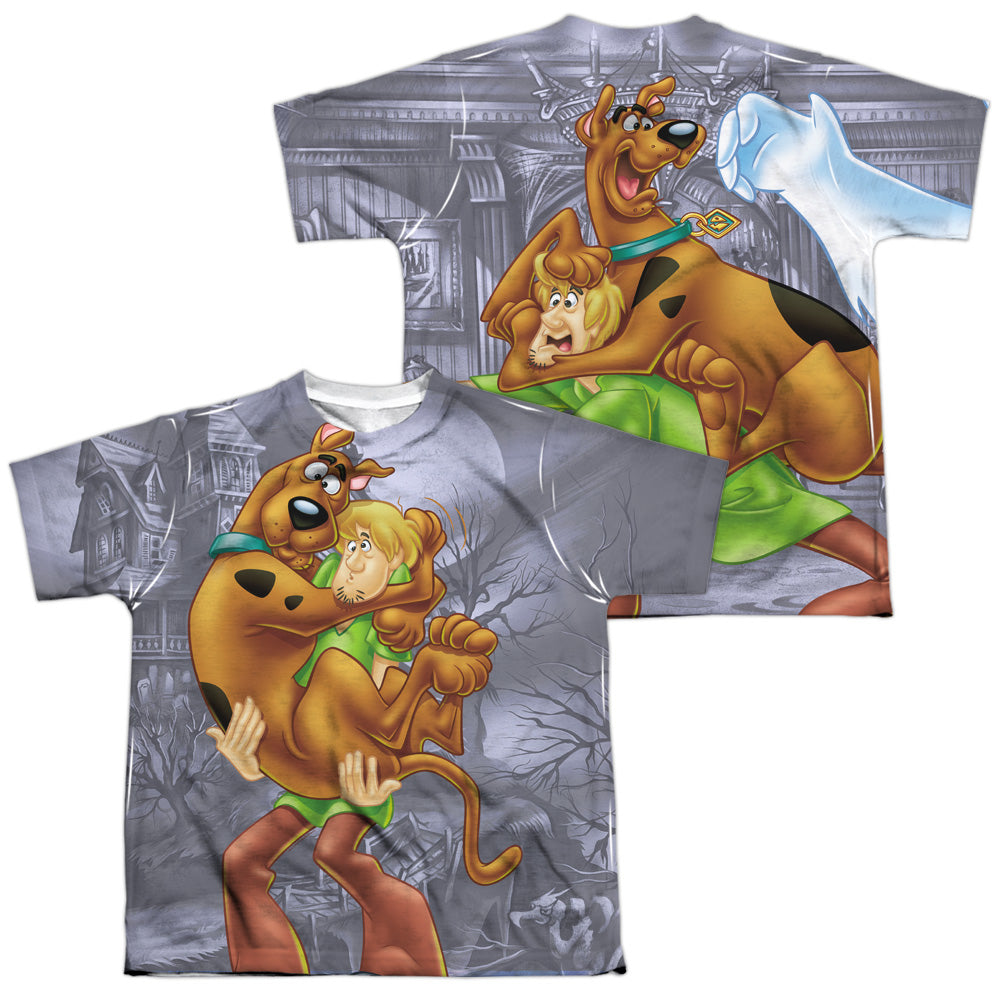Scooby Doo - Scooby And Shaggy (Front/back Print) - Short Sleeve Youth Poly Crew - White T-shirt