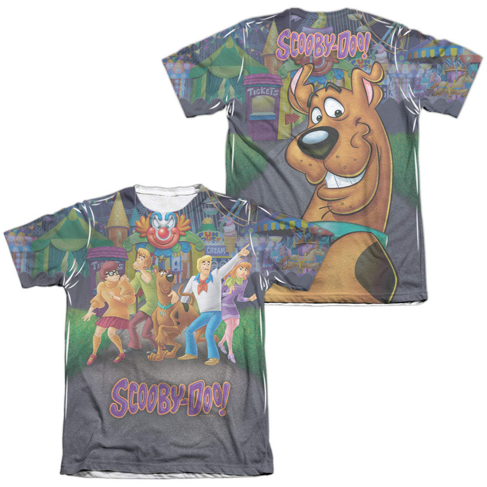 Scooby Doo - Amusement Park (Front/back Print) - Adult Poly/cotton Short Sleeve Tee - White T-shirt