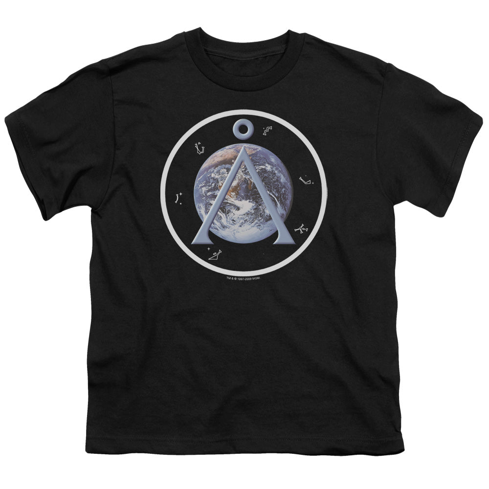 Sg1 - Earth Emblem - Short Sleeve Youth 18/1 - Black T-shirt