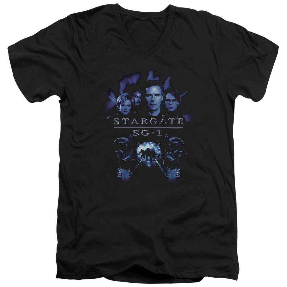 Sg1 - Sg1 Stargate Command - Short Sleeve Adult V-neck - Black T-shirt
