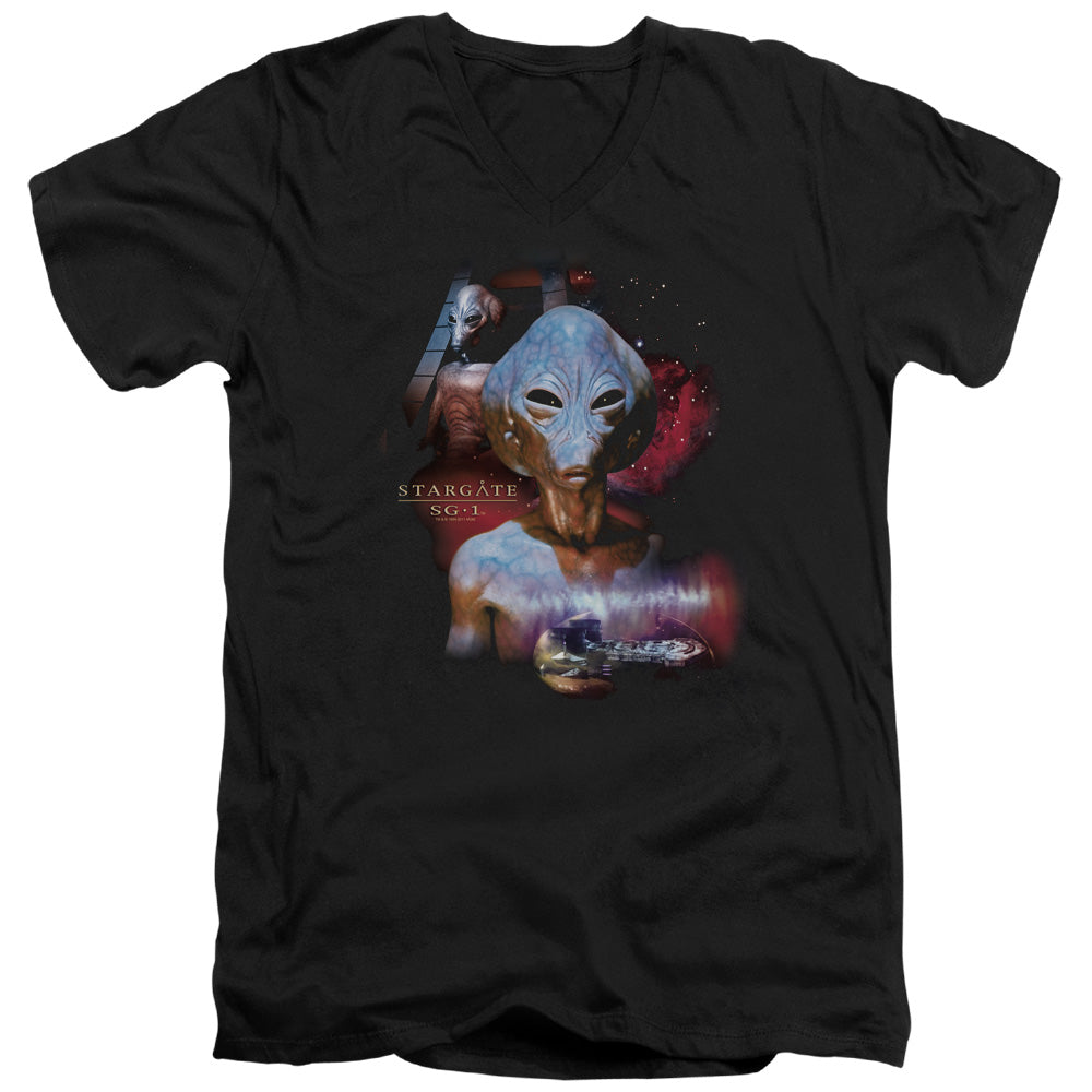 Sg1 - The Asgard - Short Sleeve Adult V-neck - Black T-shirt