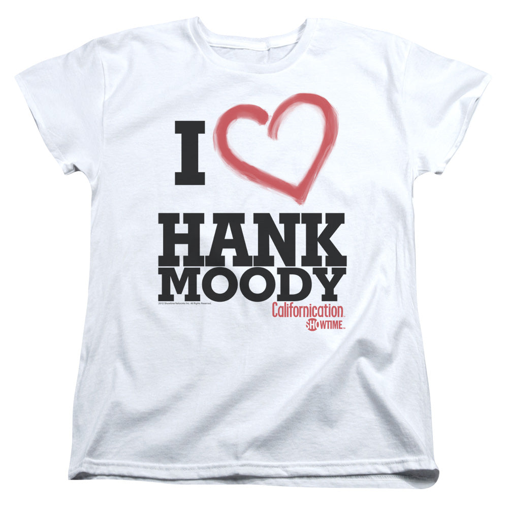 Californication - I Heart Hank Moody - Short Sleeve Womens Tee - White T-shirt