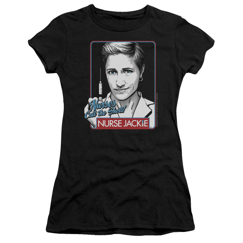 Nurse Jackie - Nurses Call The Shots - Short Sleeve Junior Sheer - Black T-shirt