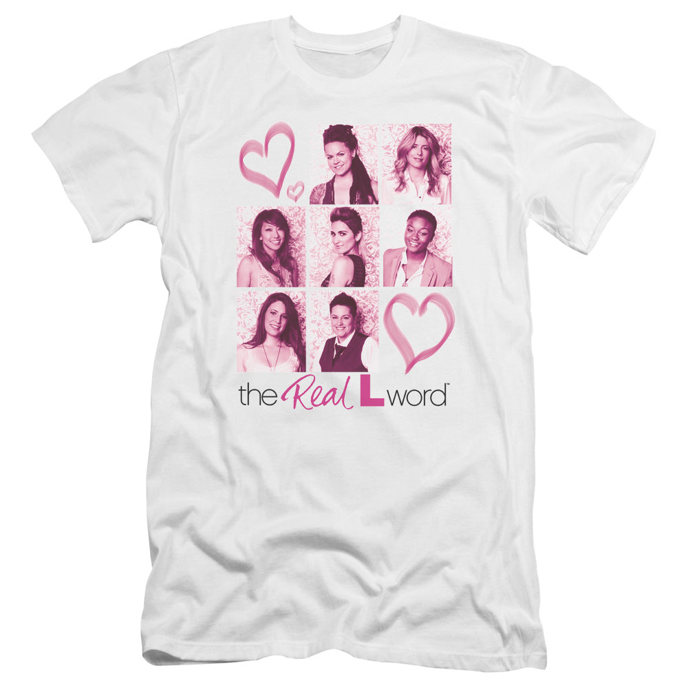 Real L Word - Hearts-premuim Canvas Adult Slim Fit 30/1 - White