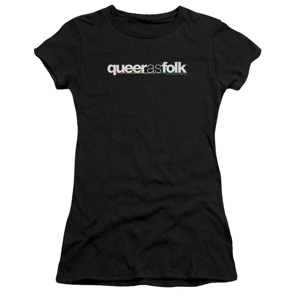 Queer As Folk - Logo - Short Sleeve Junior Sheer - Black T-shirt