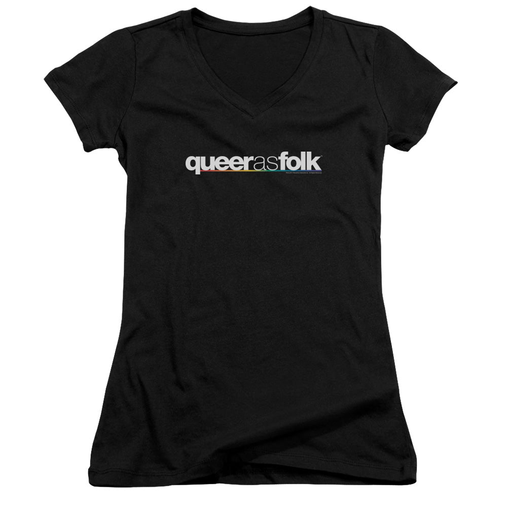 Queer As Folk - Logo - Junior V-neck - Black