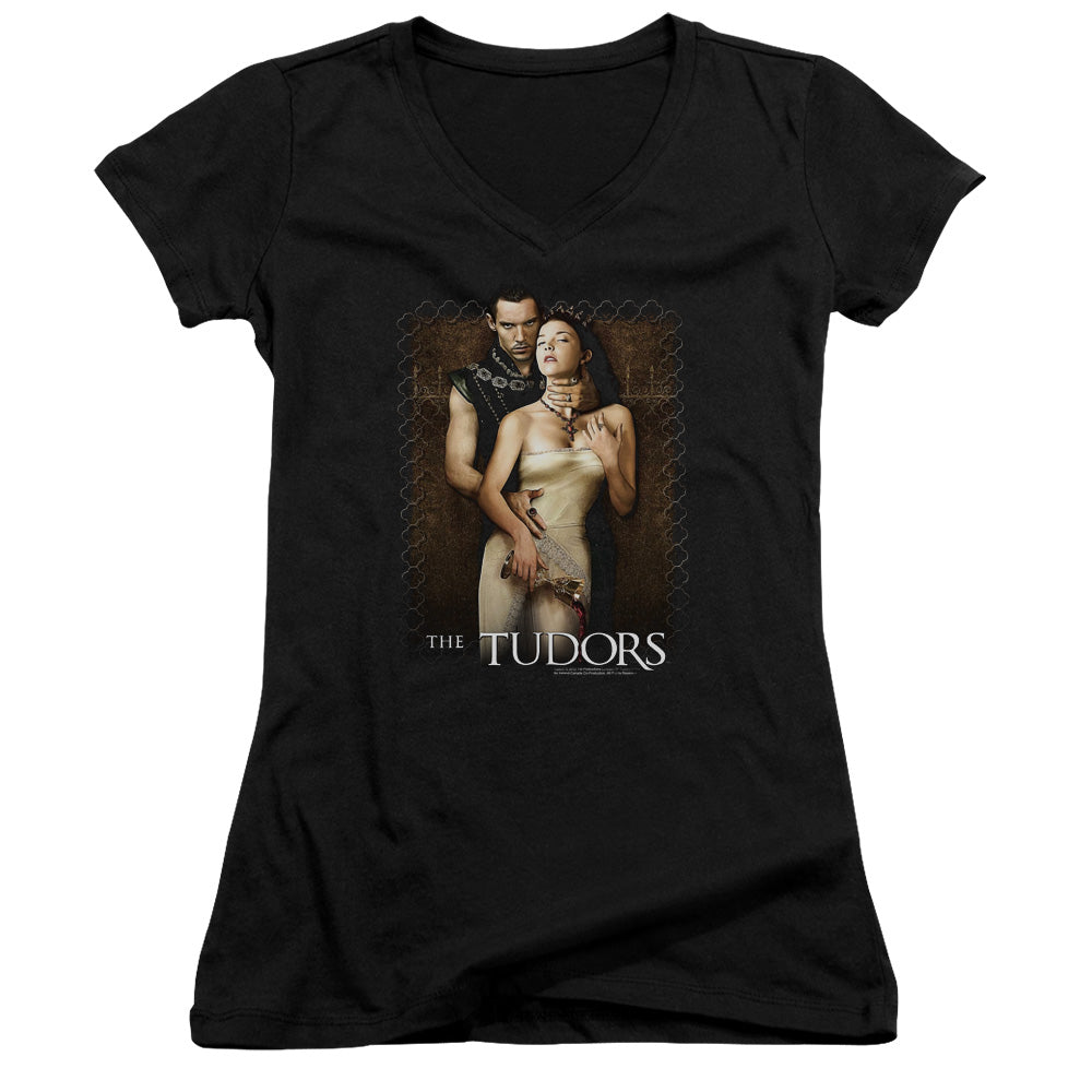 Tudorshort Sleevepilt Wine - Junior V-neck - Black T-shirt