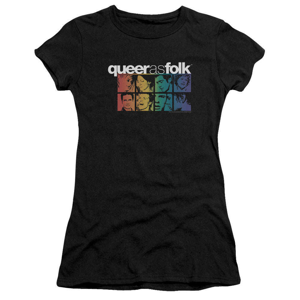 Queer As Folk - Cast - Short Sleeve Junior Sheer - Black T-shirt