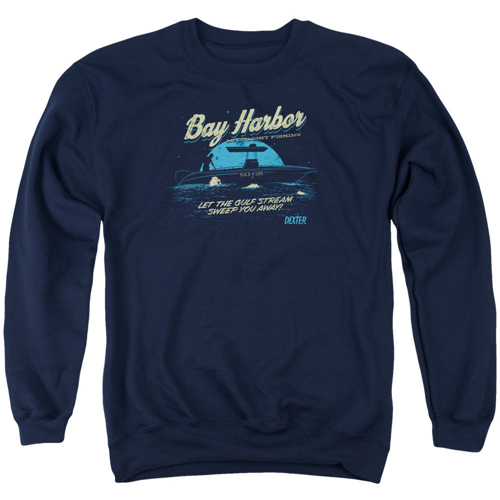 Dexter - Moonlight Fishing - Adult Crewneck Sweatshirt - Navy