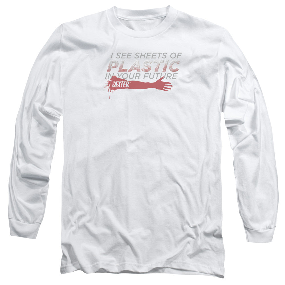 Dexter - Plastic Prediction - Long Sleeve Adult 18/1 - White T-shirt