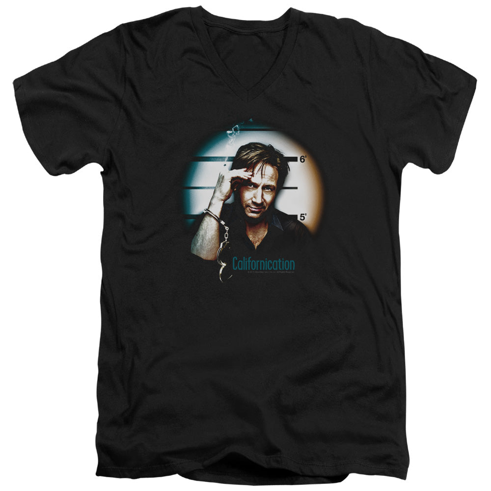 Californication - In Handcuffs - Short Sleeve Adult V-neck 30/1 - Black T-shirt