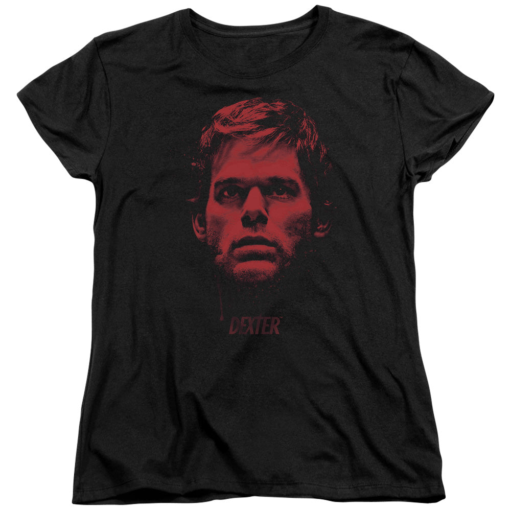 Dexter - Bloody Face - Short Sleeve Womens Tee - Black T-shirt