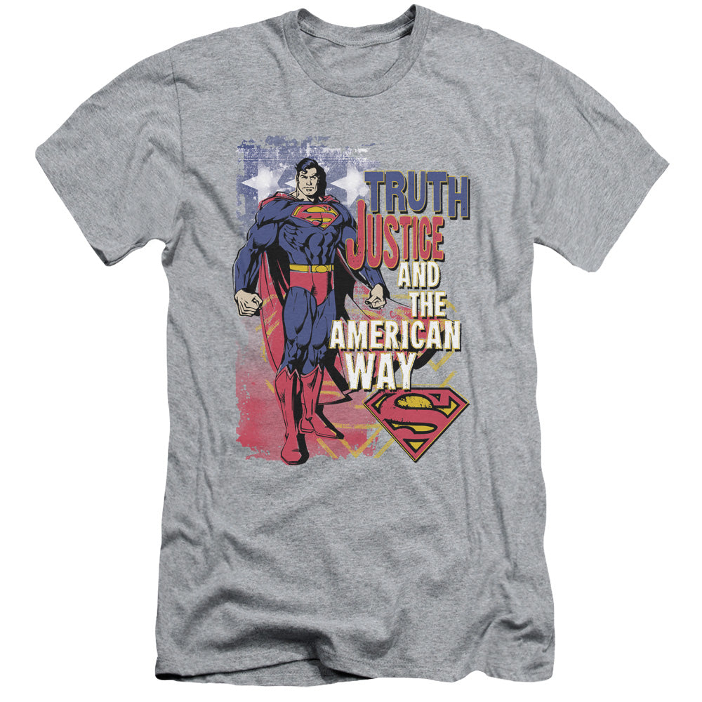 Superman - Truth Justice - Short Sleeve Adult 30/1 - Athletic Heather T-shirt