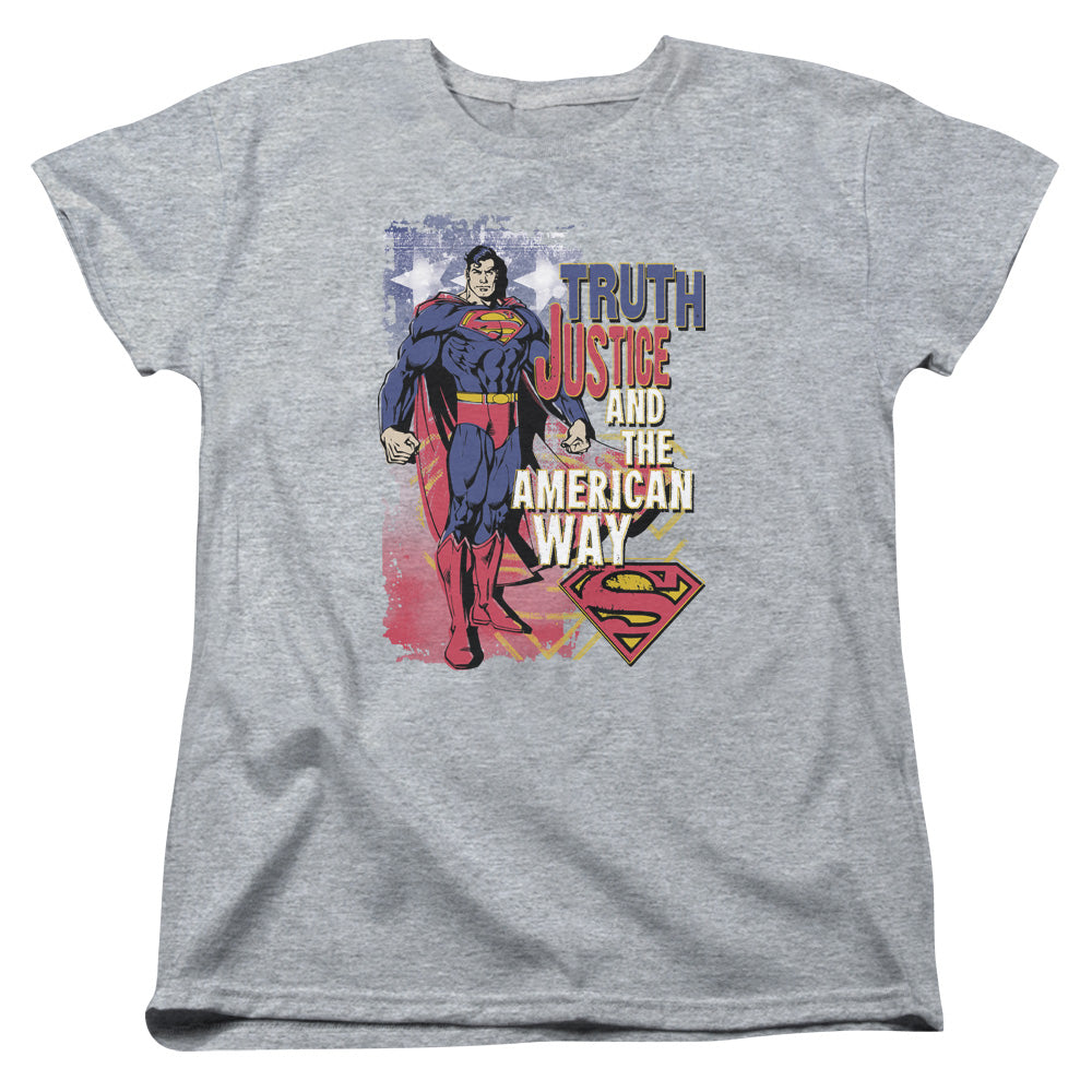 Superman - Truth Justice - Short Sleeve Womens Tee - Athletic Heather T-shirt