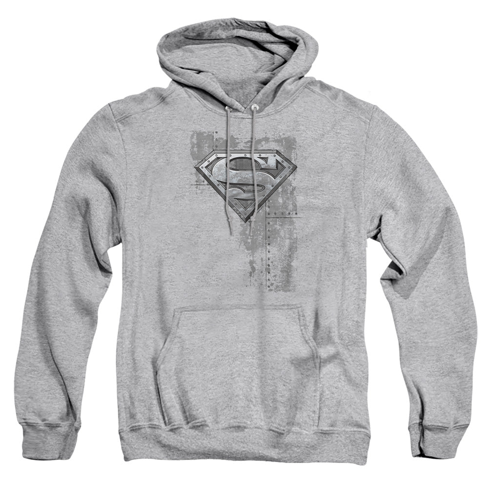 Superman - Riveted Metal - Adult Pull-over Hoodie - Athletic Heather