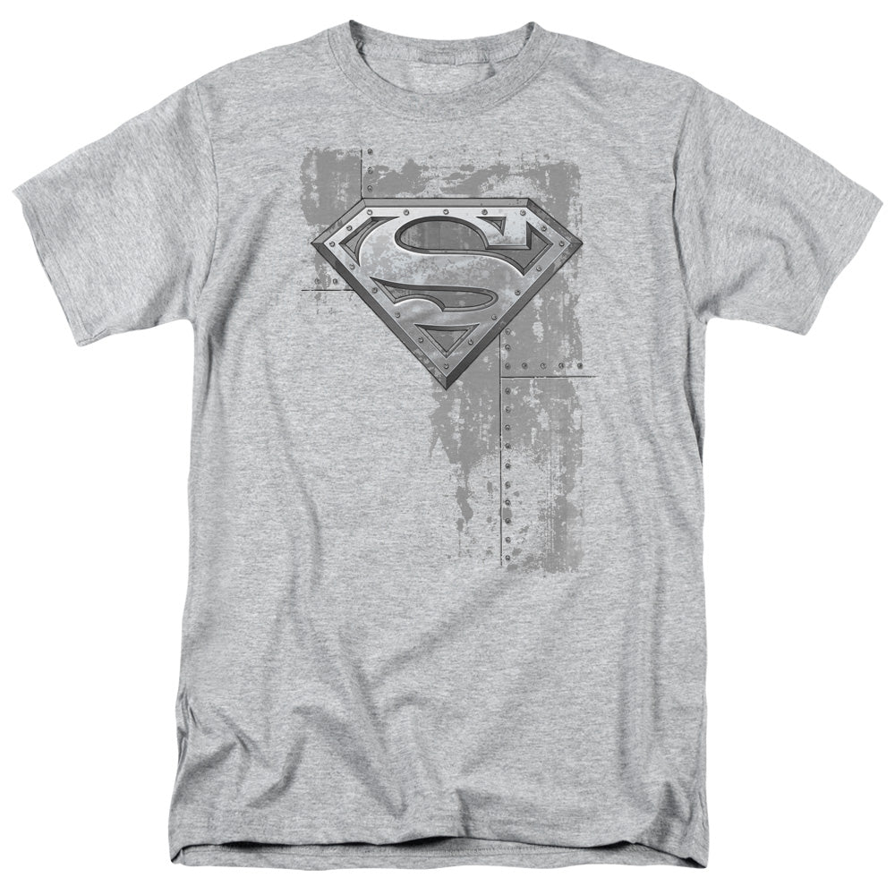 Superman - Riveted Metal - Short Sleeve Adult 18/1 - Athletic Heather T-shirt