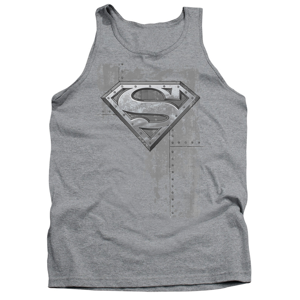 Superman - Riveted Metal - Adult Tank - Athletic Heather