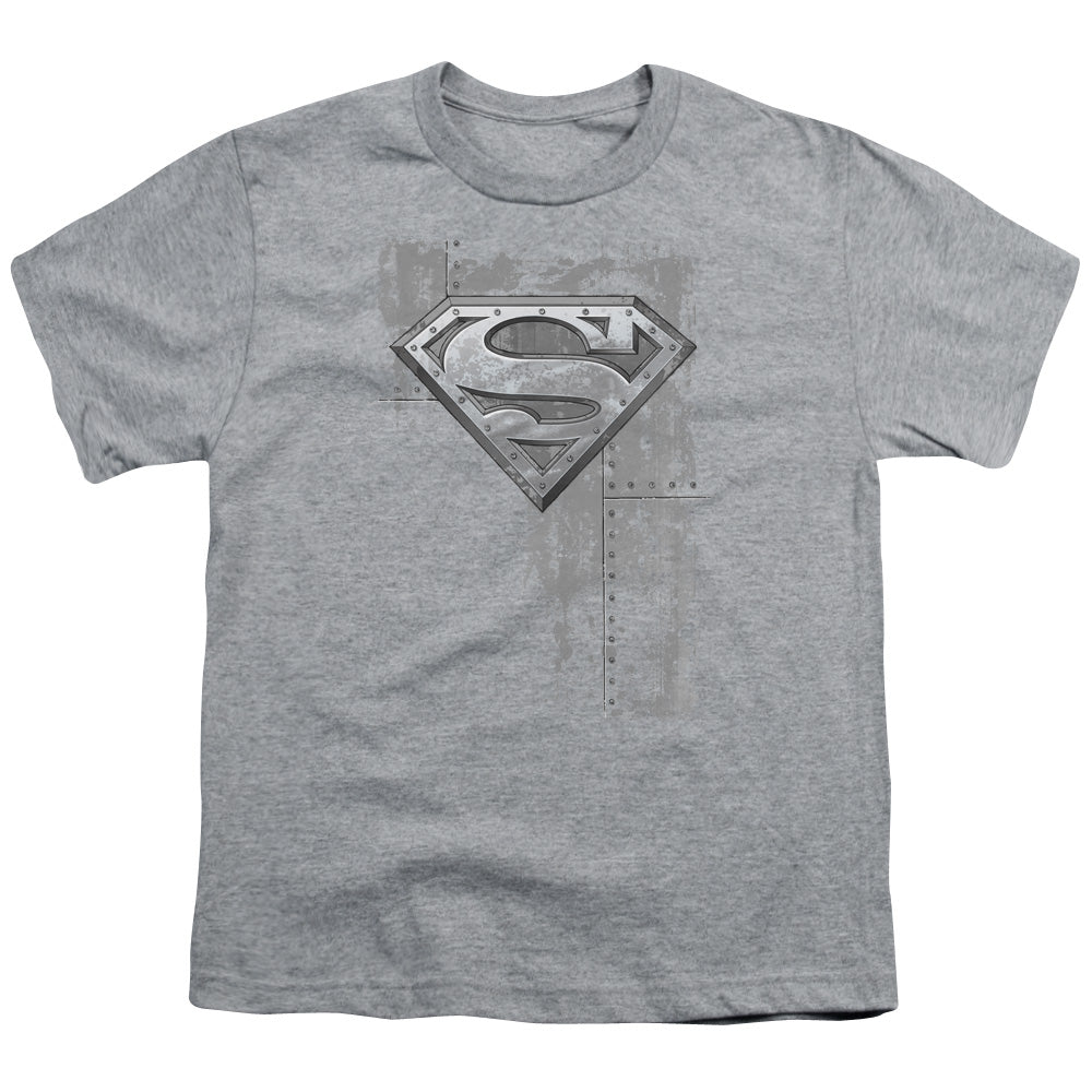 Superman - Riveted Metal - Short Sleeve Youth 18/1 - Athletic Heather T-shirt