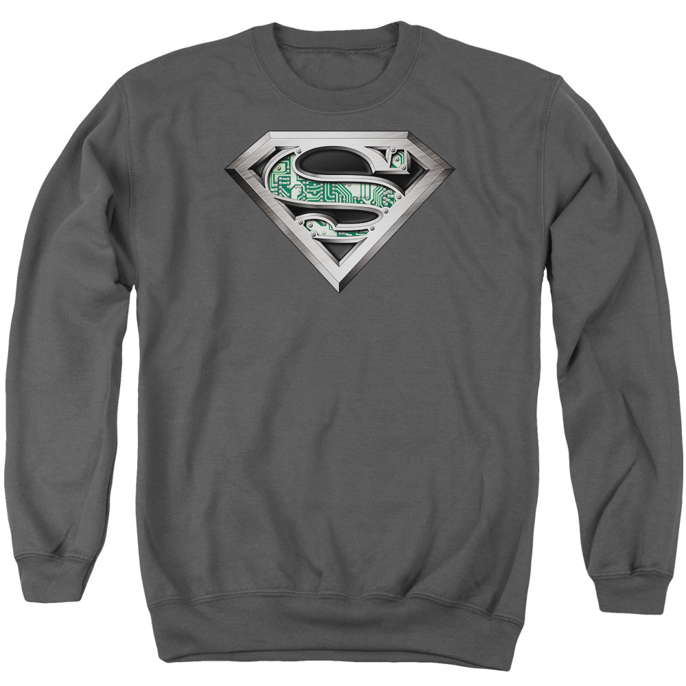Superman - Circuitry Logo - Adult Crewneck Sweatshirt - Charcoal