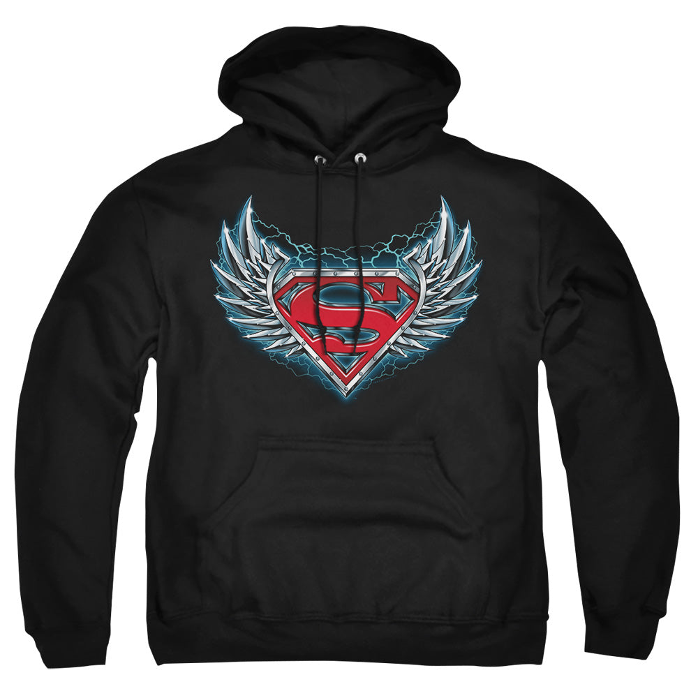 Superman - Steel Wings Logo - Adult Pull-over Hoodie - Black
