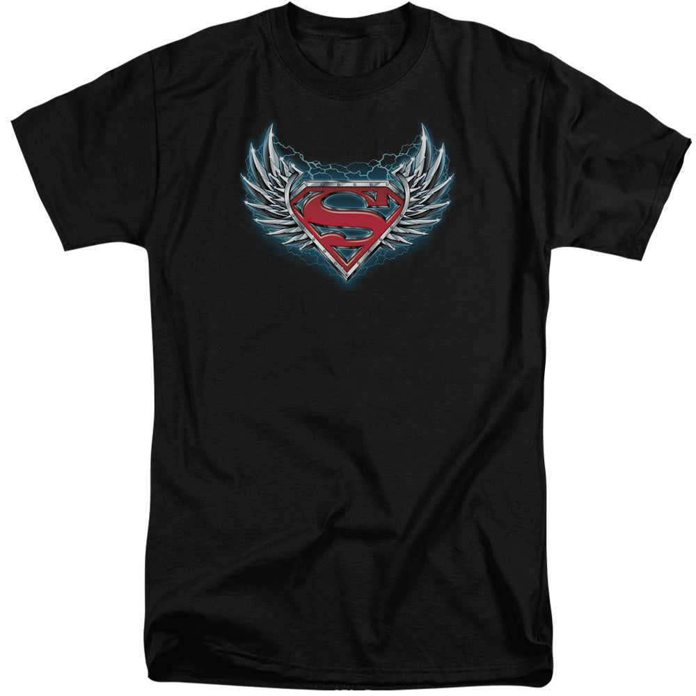 Superman - Steel Wings Logo - Short Sleeve Adult Tall - Black T-shirt