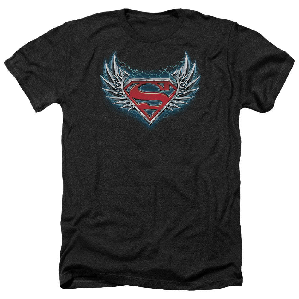 Superman - Steel Wings Logo - Adult Heather-black