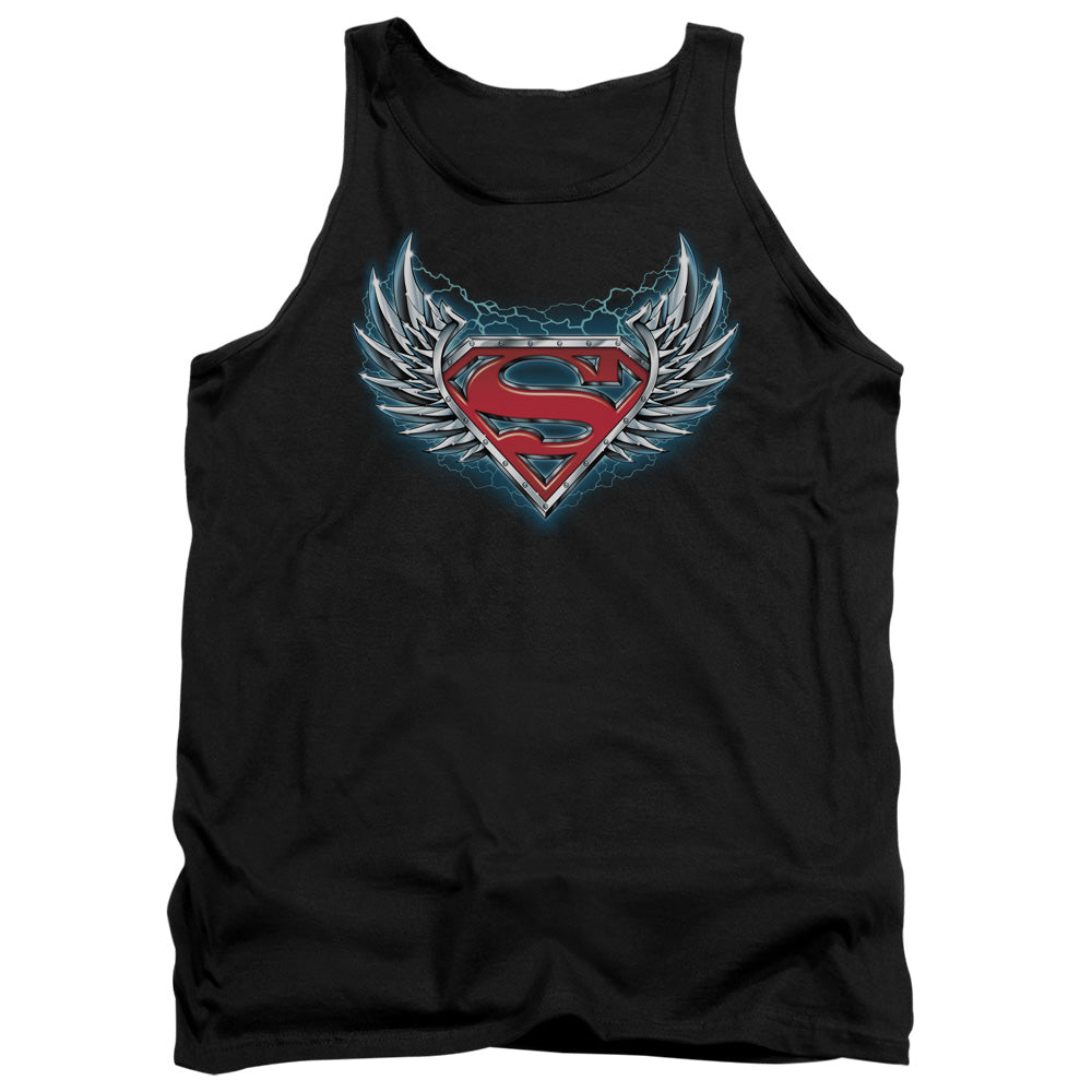 Superman Steel Wings Logo - Adult Tank - Black