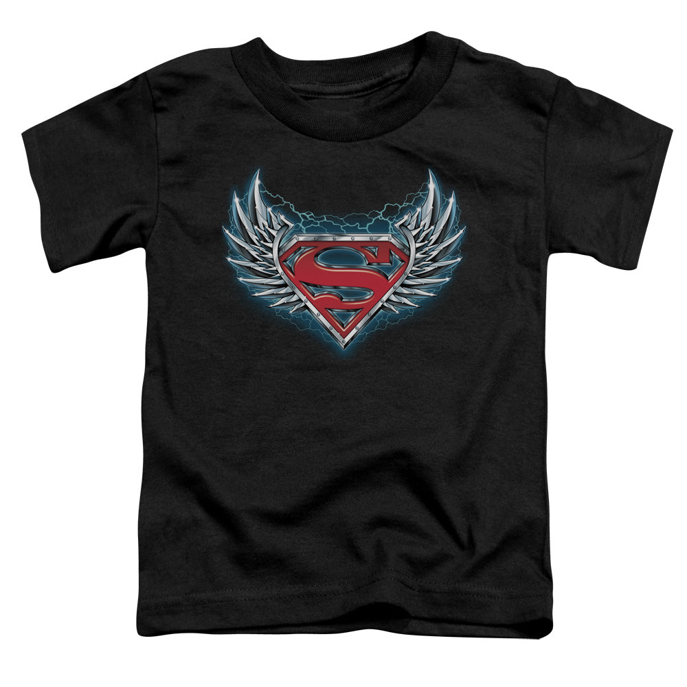 Superman - Steel Wings Logo - Short Sleeve Toddler Tee - Black T-shirt