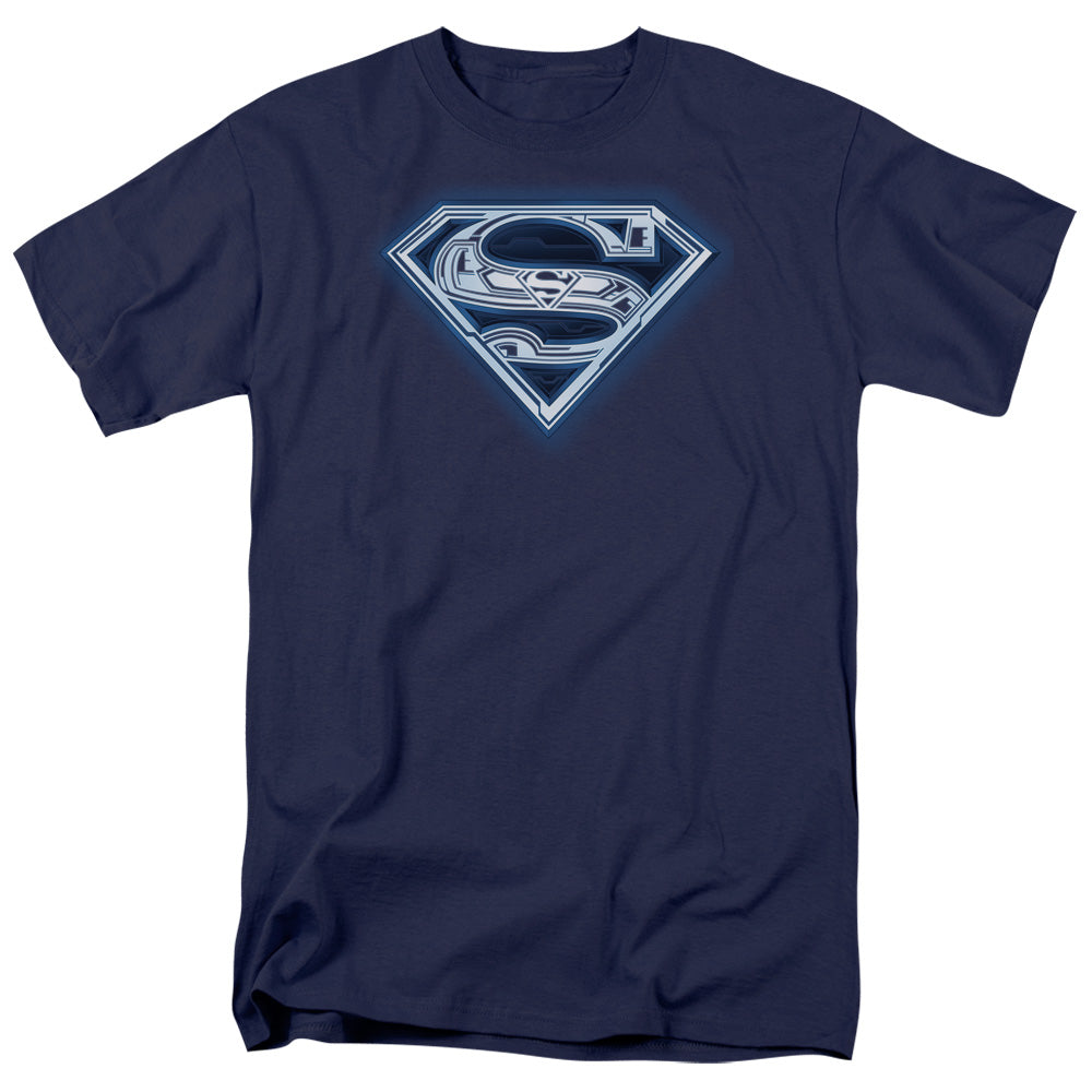 Superman - Cyber Shield - Short Sleeve Adult 18/1 - Navy T-shirt