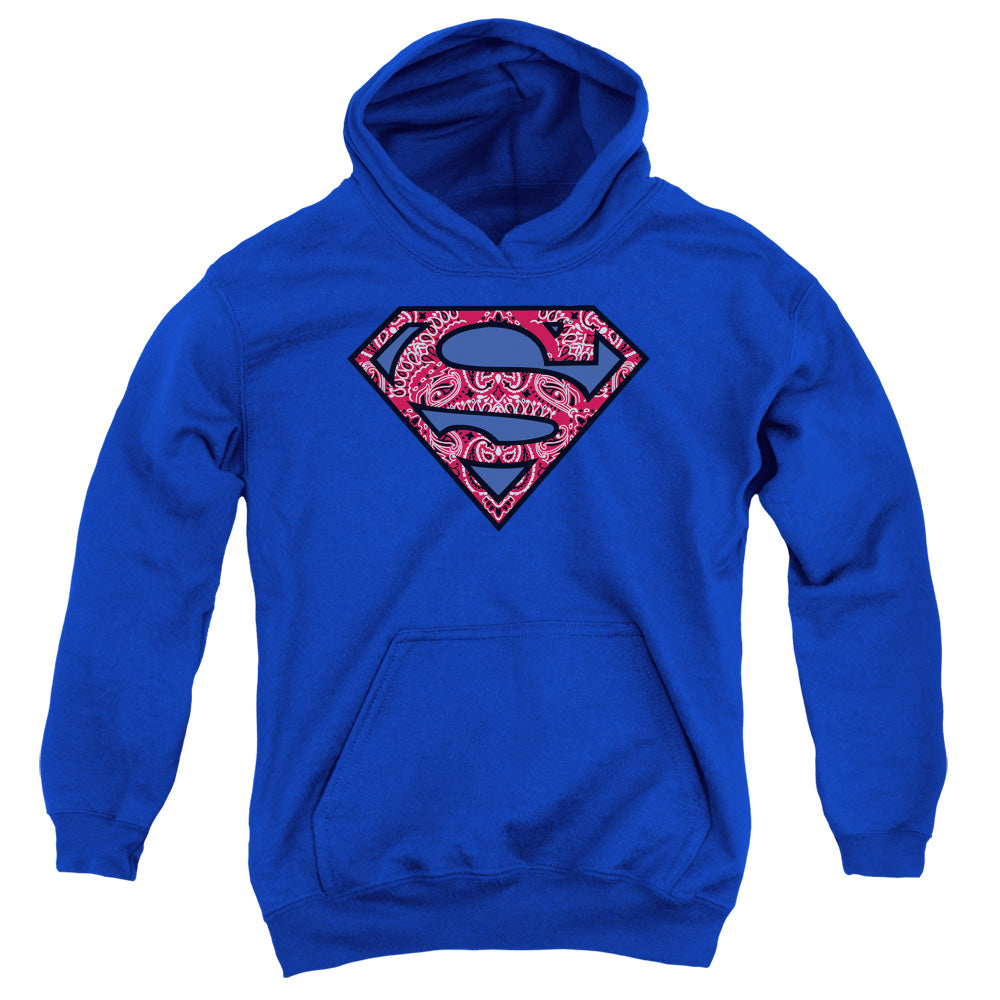 Superman - Paisley Shield - Youth Pull-over Hoodie - Royal