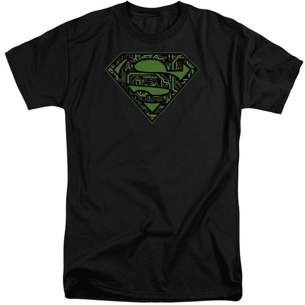 Superman - Circuits Shield - Short Sleeve Adult Tall - Black T-shirt