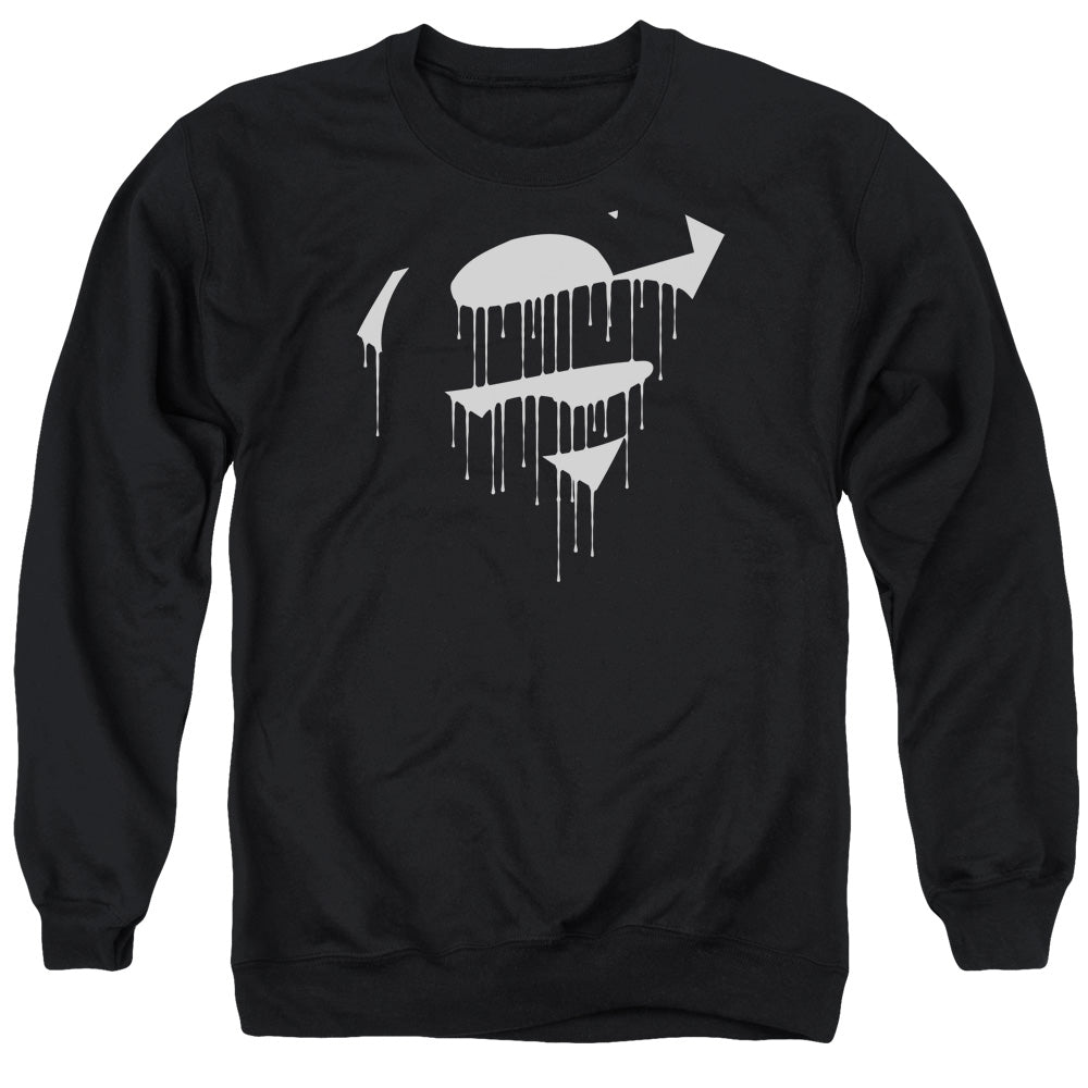 Superman - Dripping Shield - Adult Crewneck Sweatshirt - Black