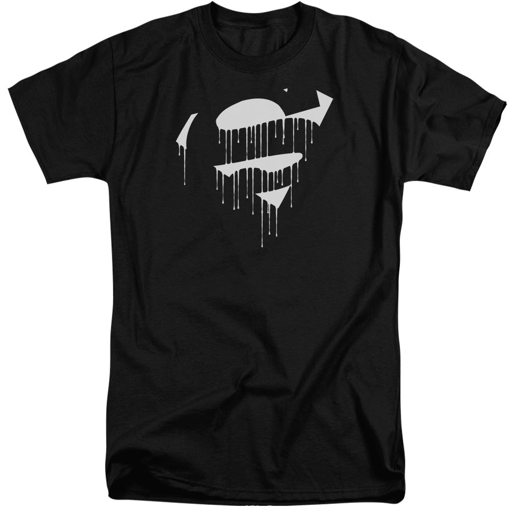 Superman - Dripping Shield - Short Sleeve Adult Tall - Black T-shirt