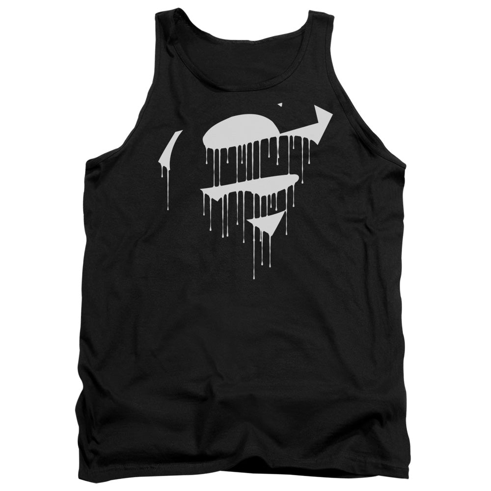 Superman - Dripping Shield - Adult Tank - Black