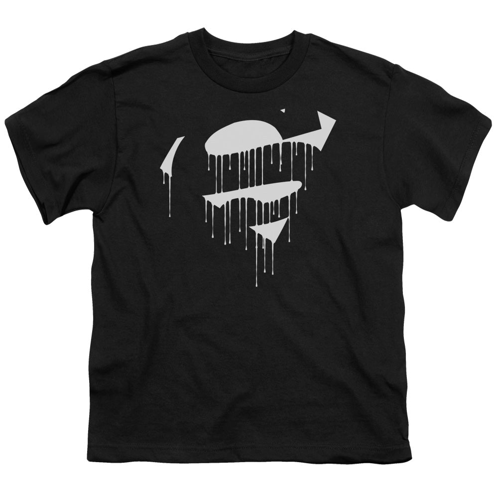Superman - Dripping Shield - Short Sleeve Youth 18/1 - Black T-shirt