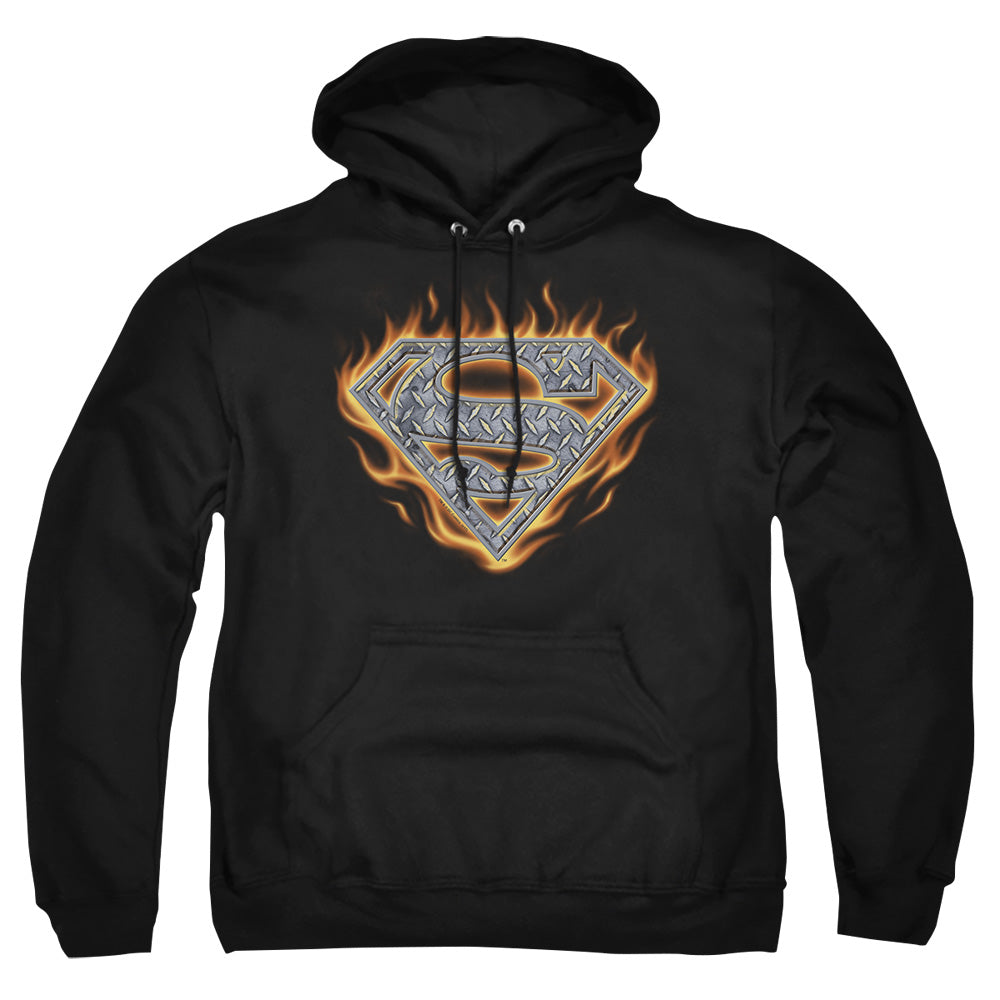 Superman - Steel Fire Shield - Adult Pull-over Hoodie - Black