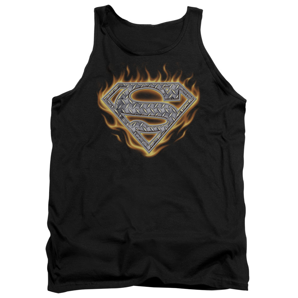 Superman - Steel Fire Shield - Adult Tank - Black