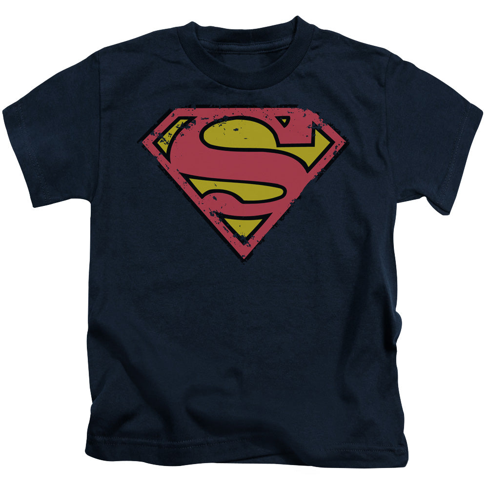 SUPERMAN DISTRESSED SHIELD - S/S JUVENILE 18/1 - NAVY - T-Shirt