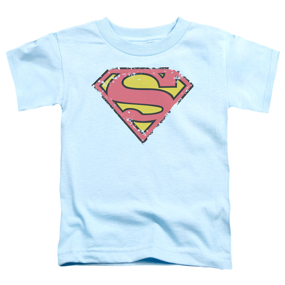 Superman - Distressed Shield - Short Sleeve Toddler Tee - Light Blue T-shirt