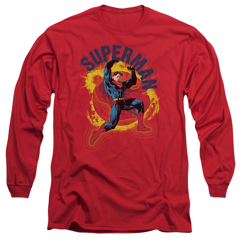 Superman - A Name To Uphold - Long Sleeve Adult 18/1 - Red T-shirt