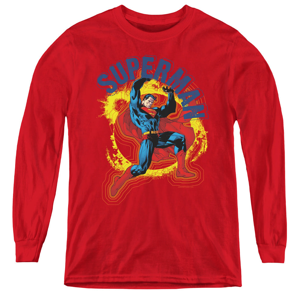 Superman - A Name To Uphold - Youth Long Sleeve Tee - Red