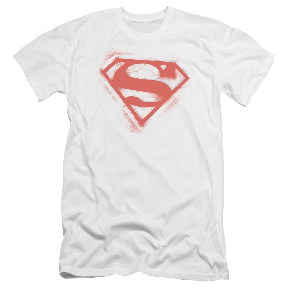 Superman - Spray Paint Shield-premuim Canvas Adult Slim Fit 30/1 - White