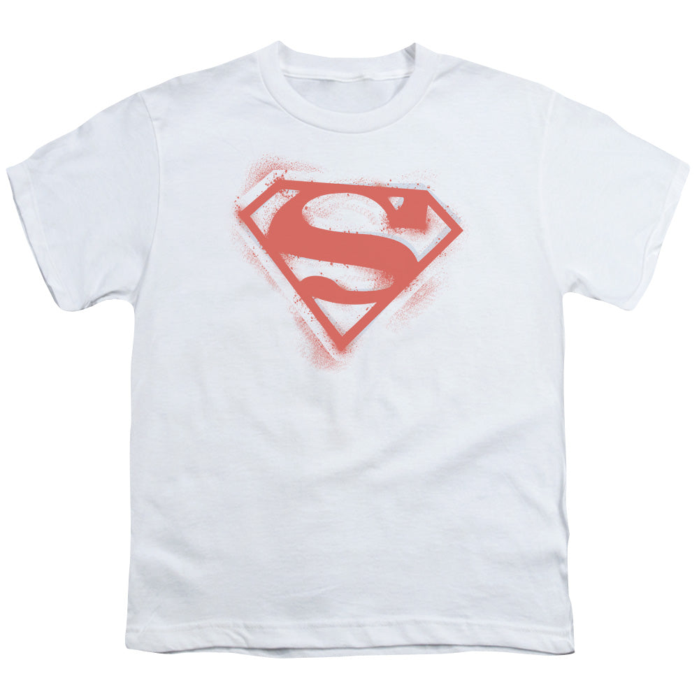 Superman - Spray Paint Shield - Short Sleeve Youth 18/1 - White T-shirt
