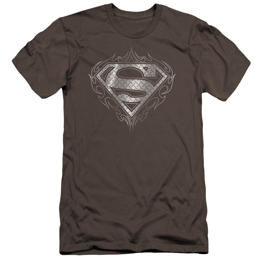 Superman - Tribal Steel Logo-premuim Canvas Adult Slim Fit 30/1 - Charcoal