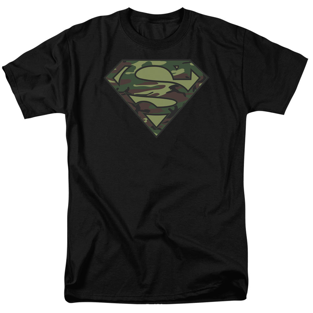 Superman - Camo Logo - Short Sleeve Adult 18/1 - Black T-shirt